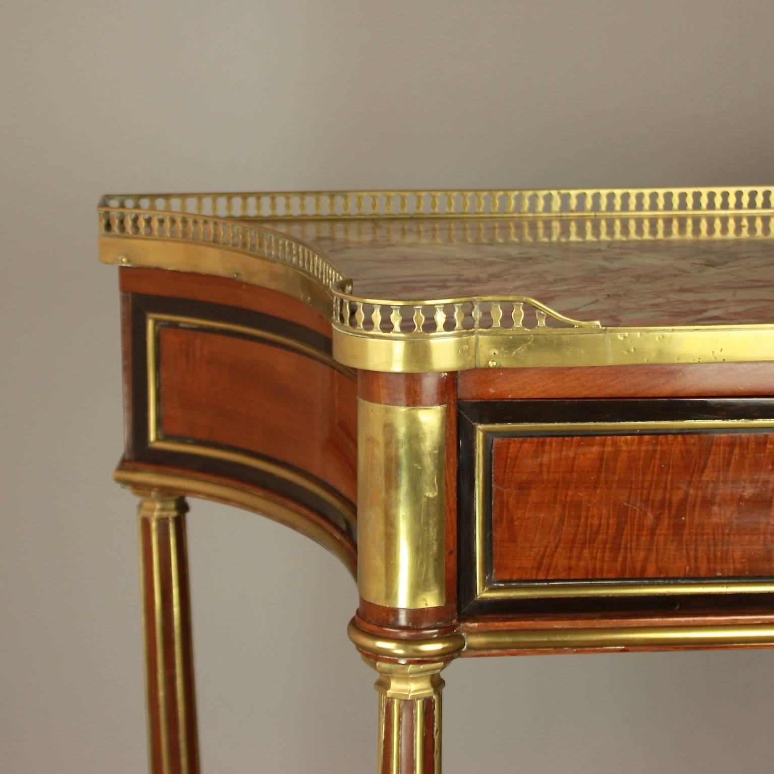 Directoire Louis XVI Gilt Bronze-Mounted Satinwood and Mahogany Console Table