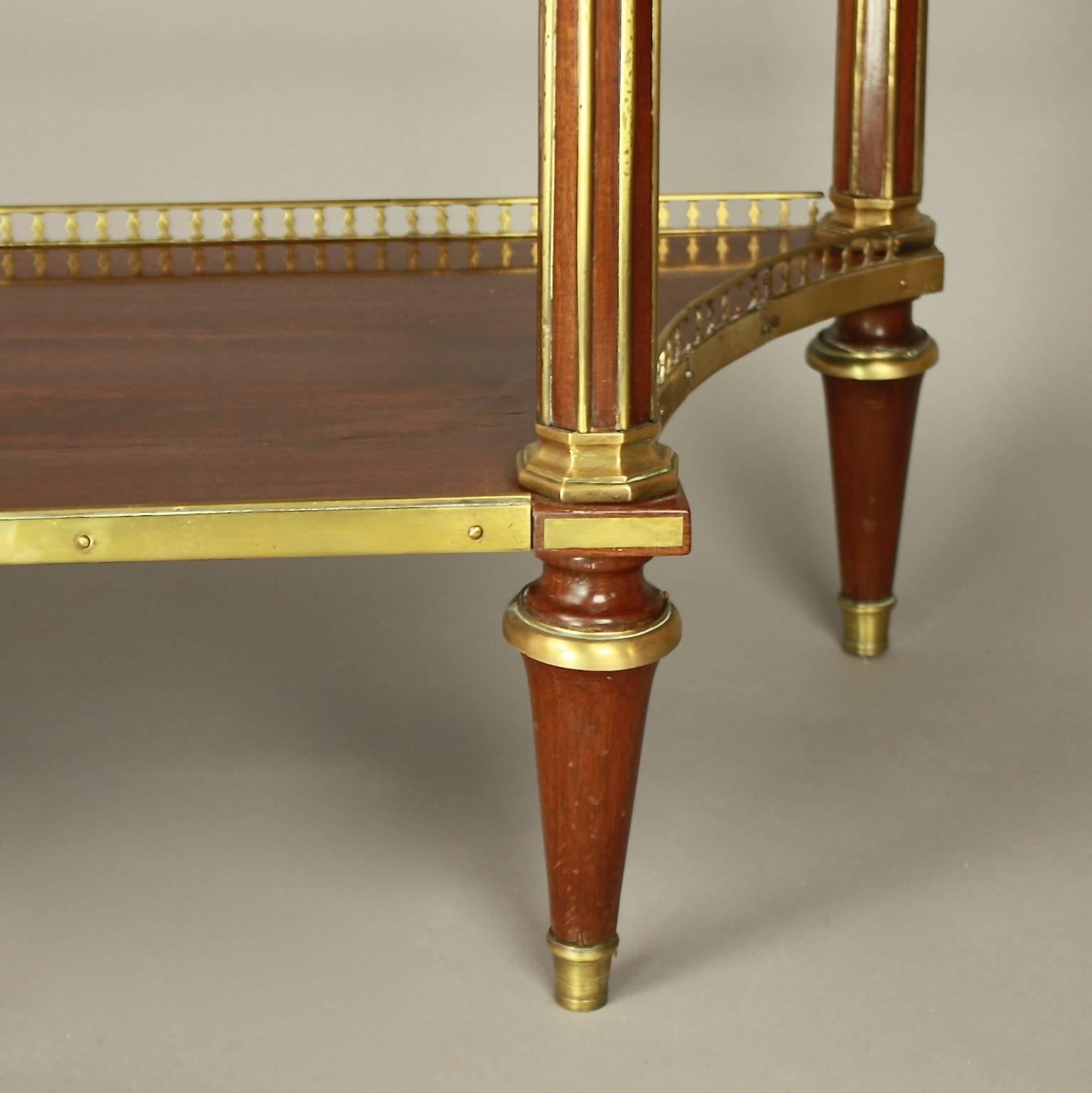 French Louis XVI Gilt Bronze-Mounted Satinwood and Mahogany Console Table