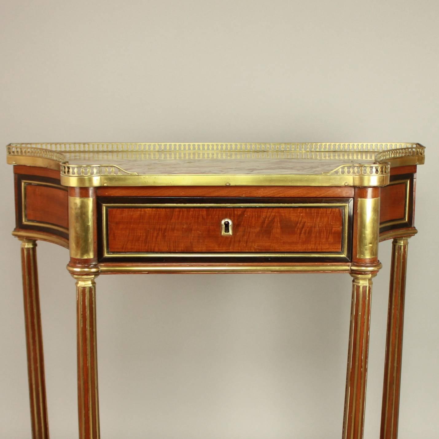 18th Century Louis XVI Gilt Bronze-Mounted Satinwood and Mahogany Console Table