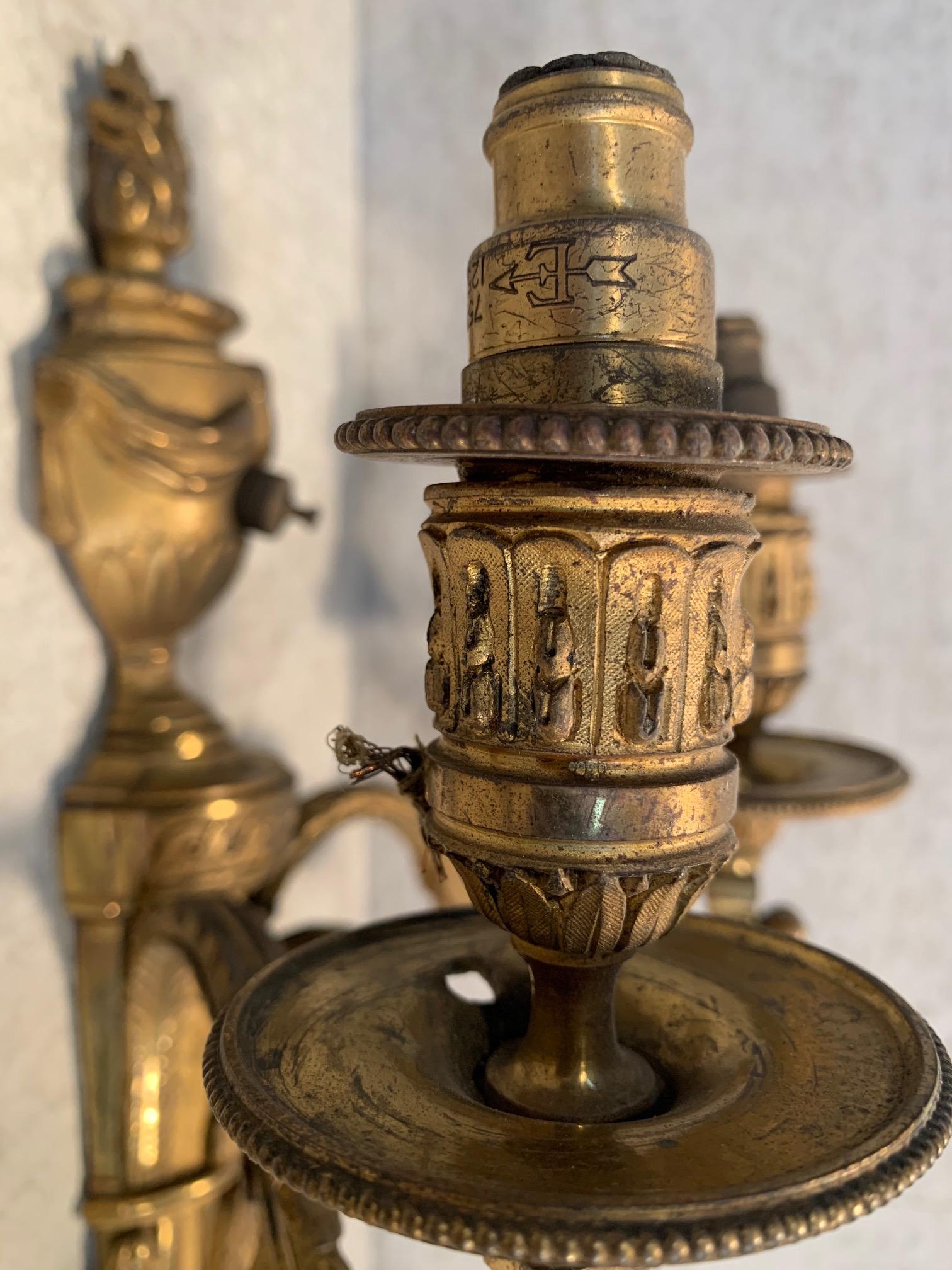 Louis XVI Gilt Bronze Sconces For Sale 2