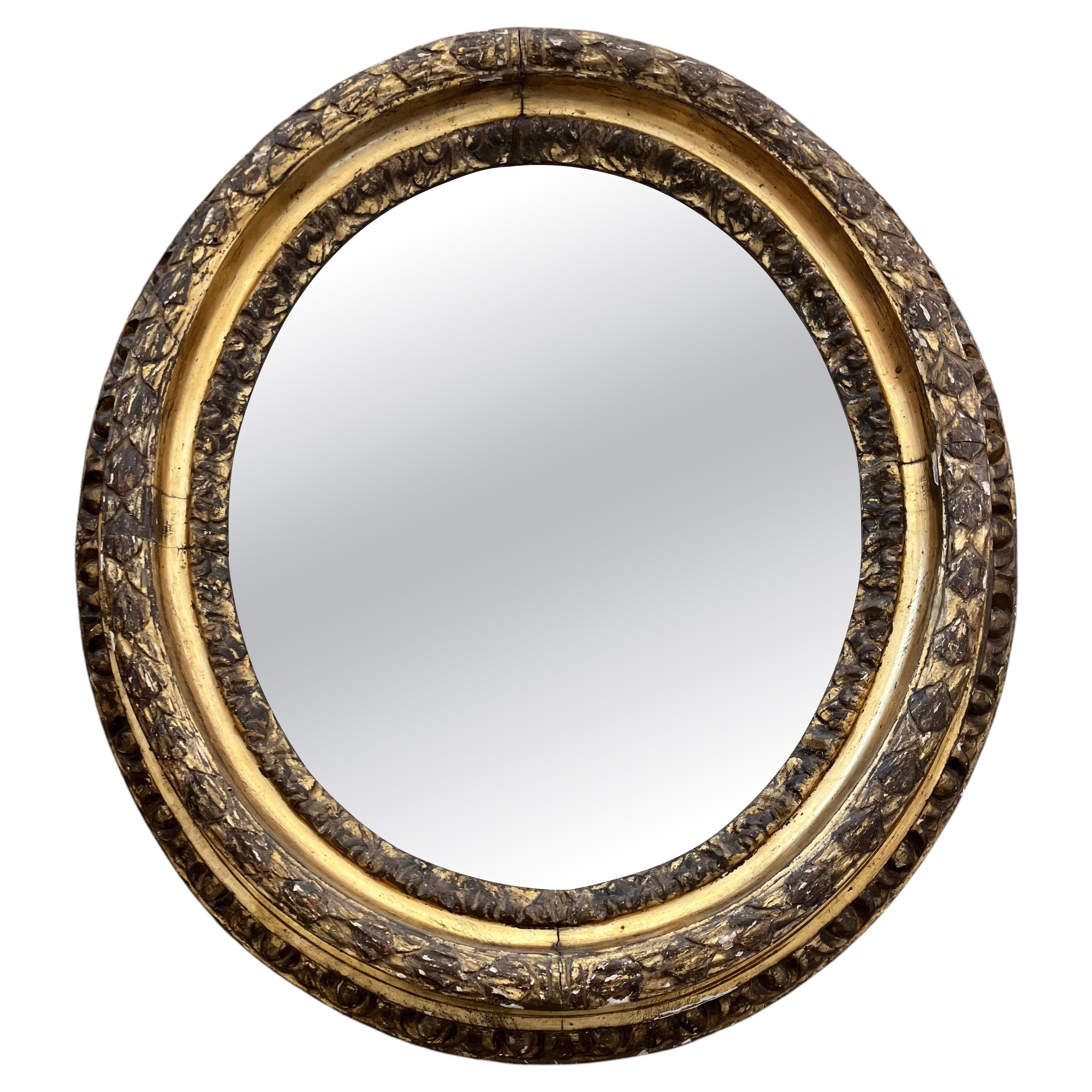 Louis XVI Gilt Carved Oval Mirror