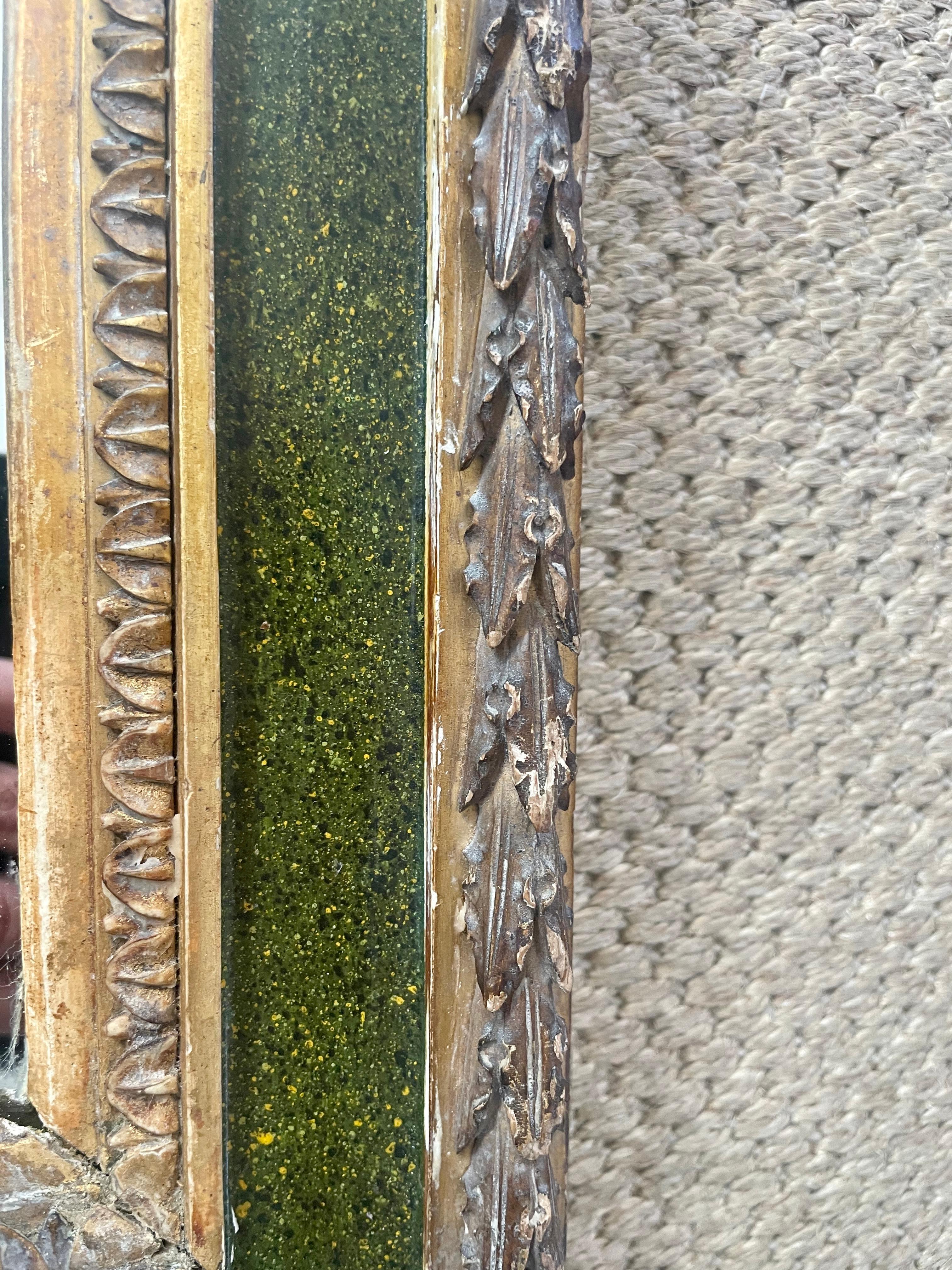 Louis XVI Green and Gilt Carved Mirror For Sale 2