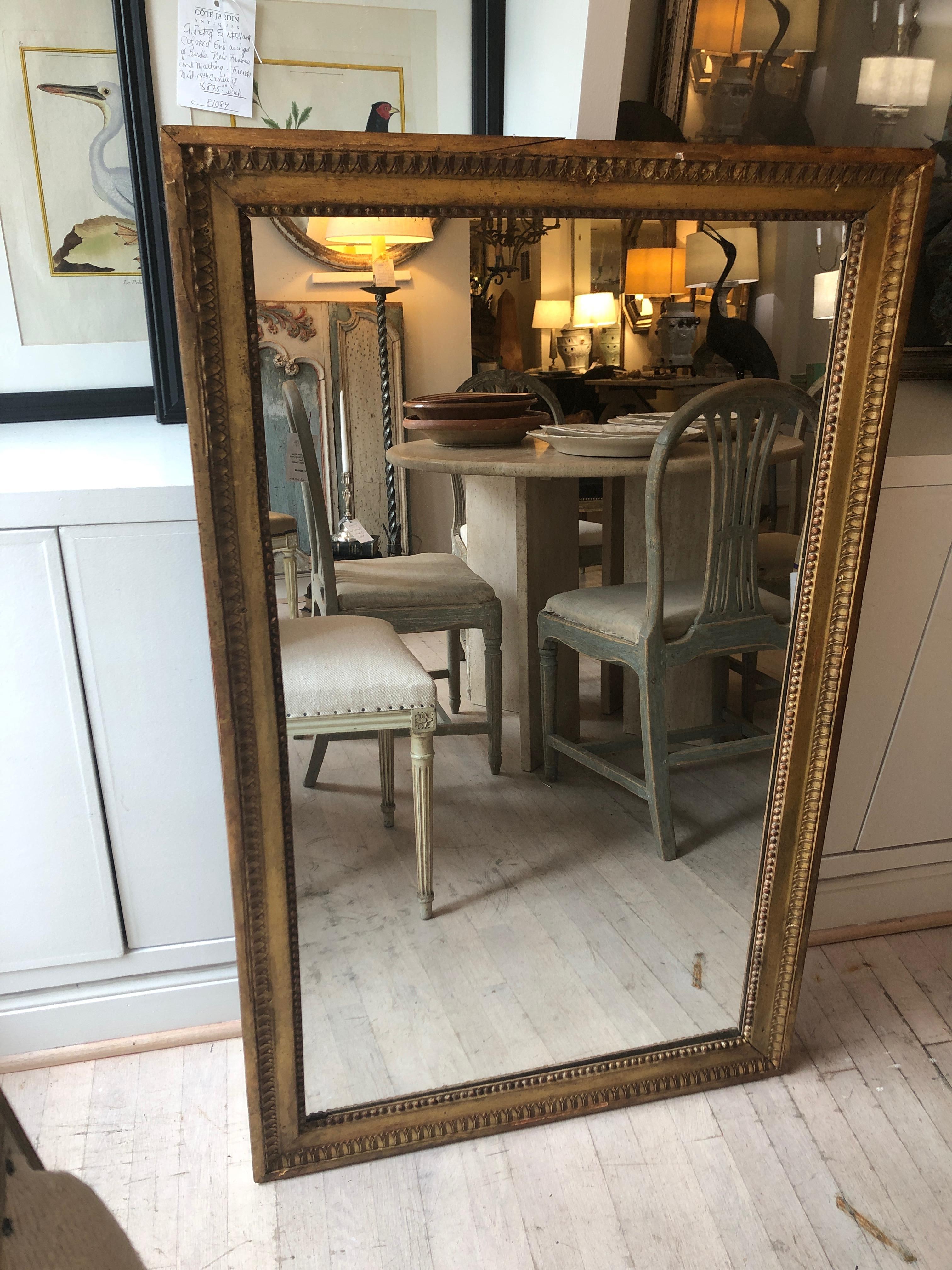 Louis XVI Gilt Mirror with Original Mercury Glass In Good Condition In Washington, DC