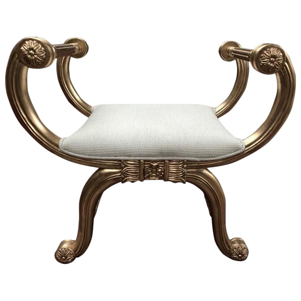 Gilt Wood Egyptian Style Stool with Velvet Seat For Sale at 1stdibs