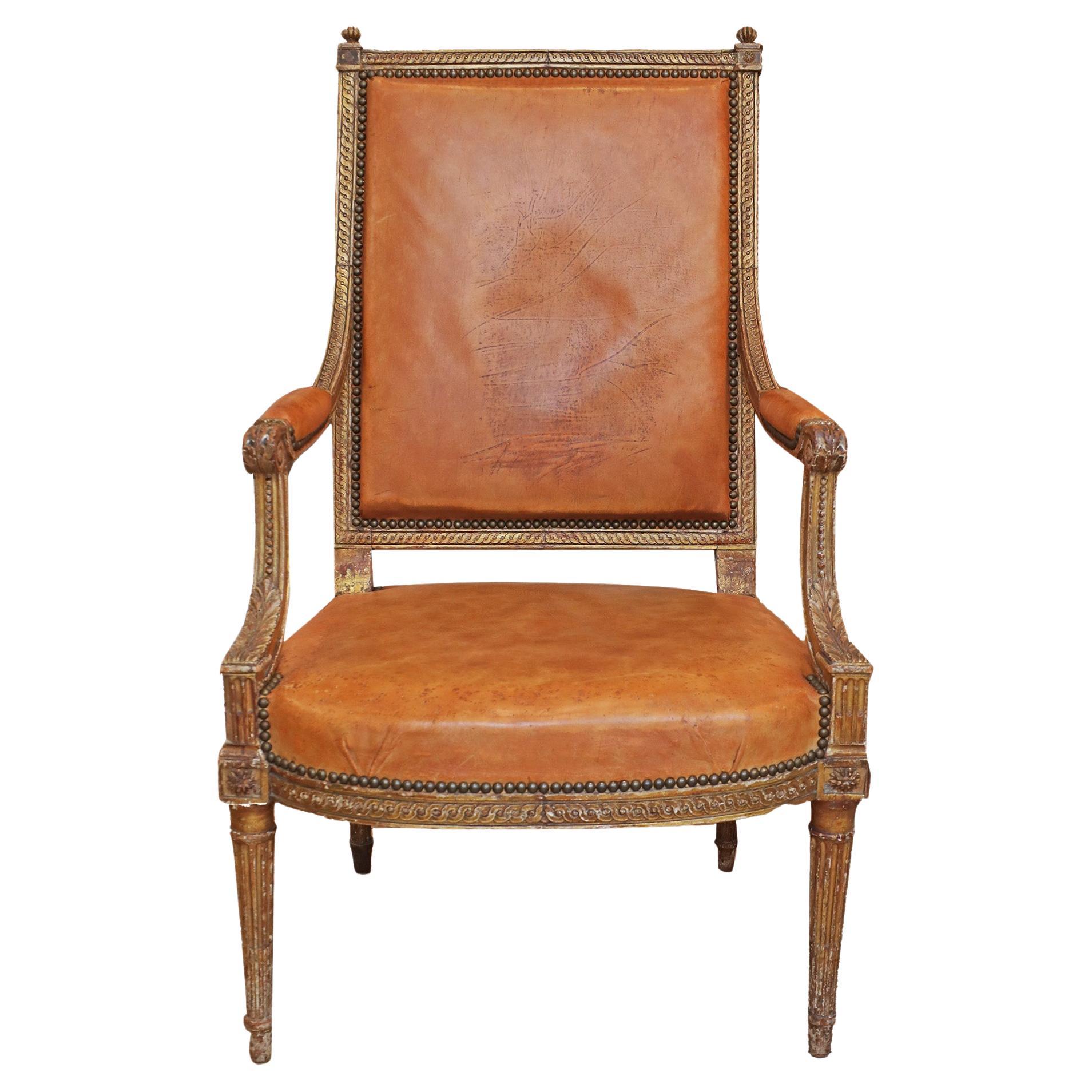 Louis XVI Giltwood Armchair