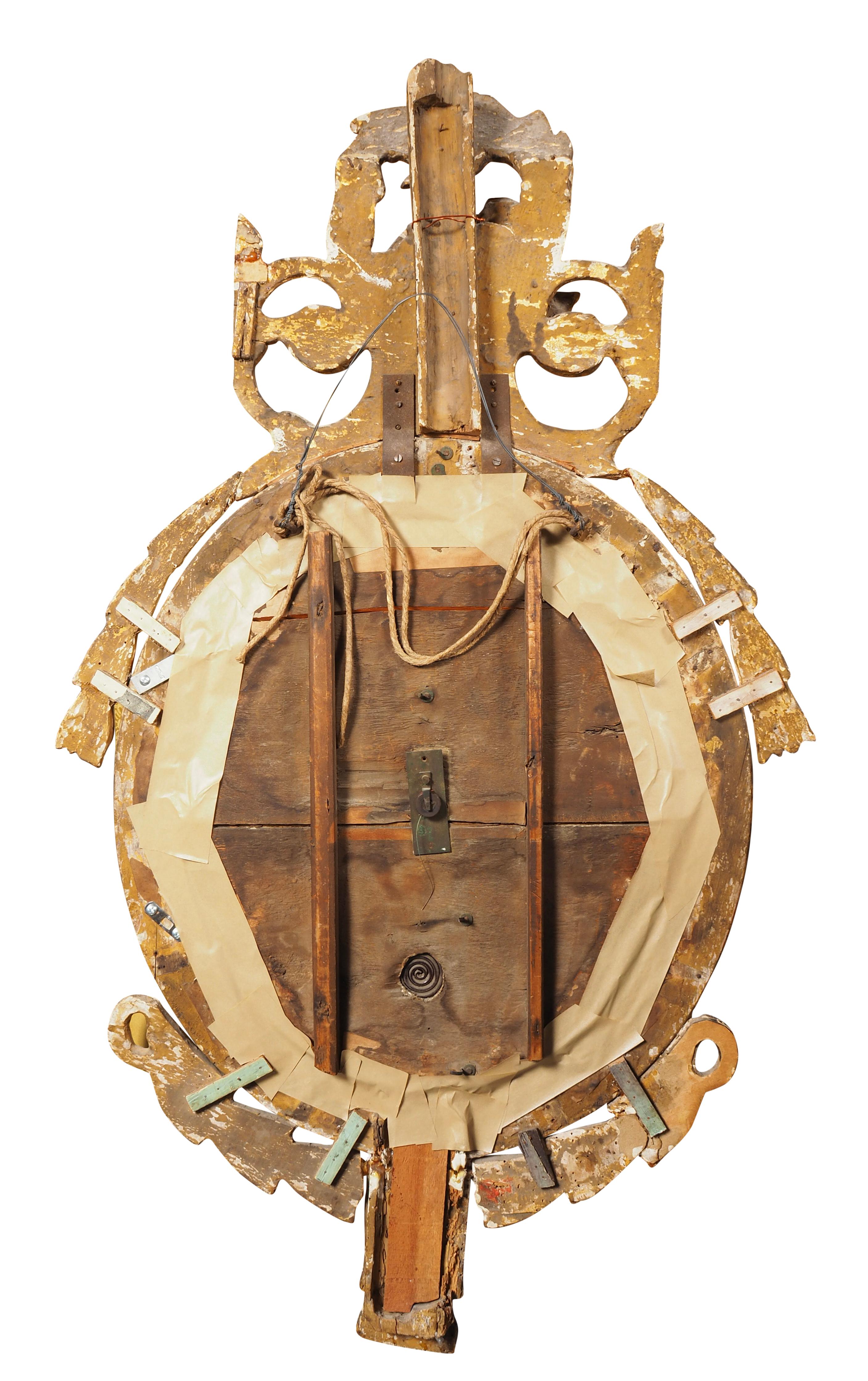 Dipinto a mano Barometro in legno dorato Luigi XVI di Selon Torricelli