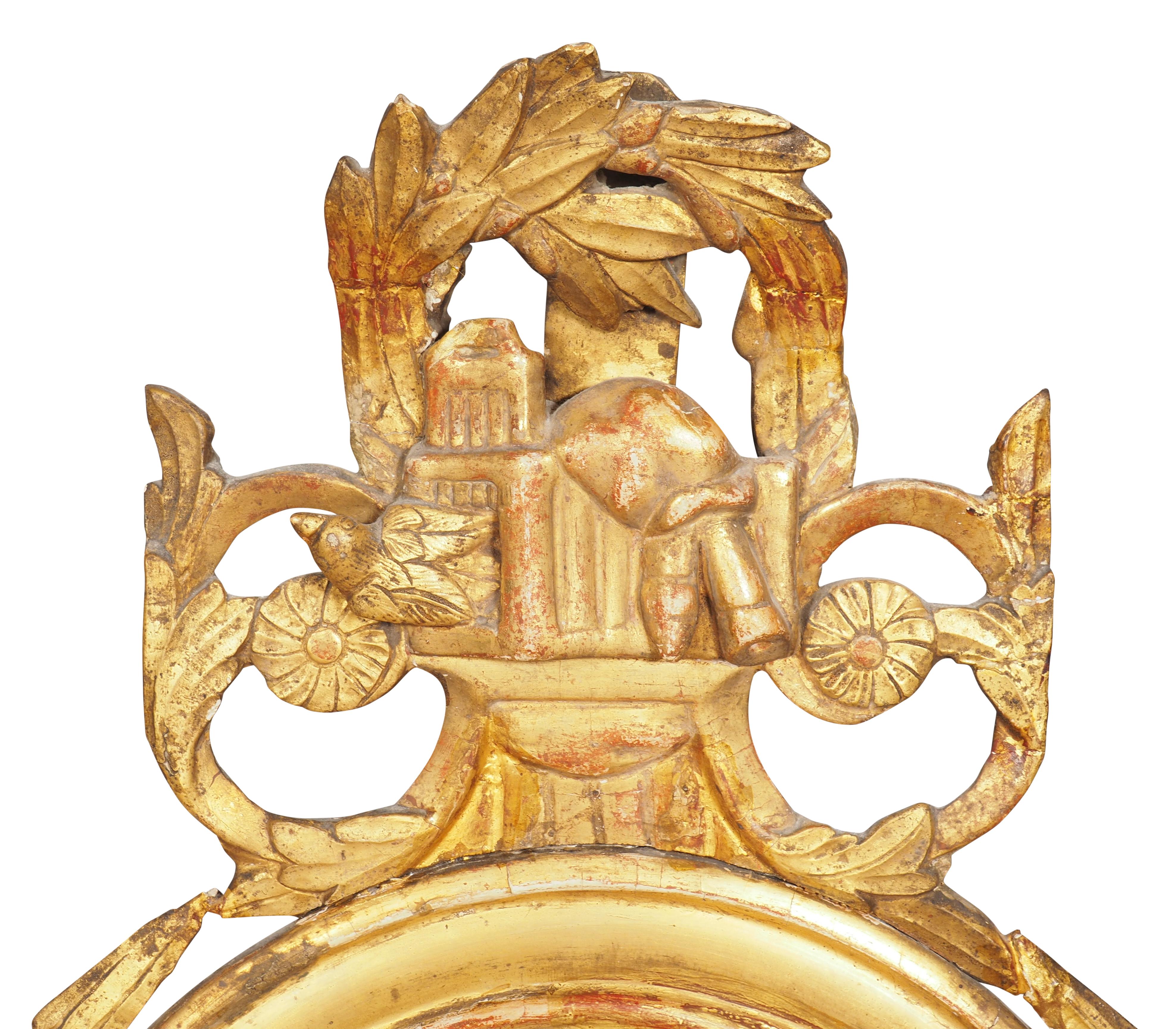 Fine XVIII secolo Barometro in legno dorato Luigi XVI di Selon Torricelli