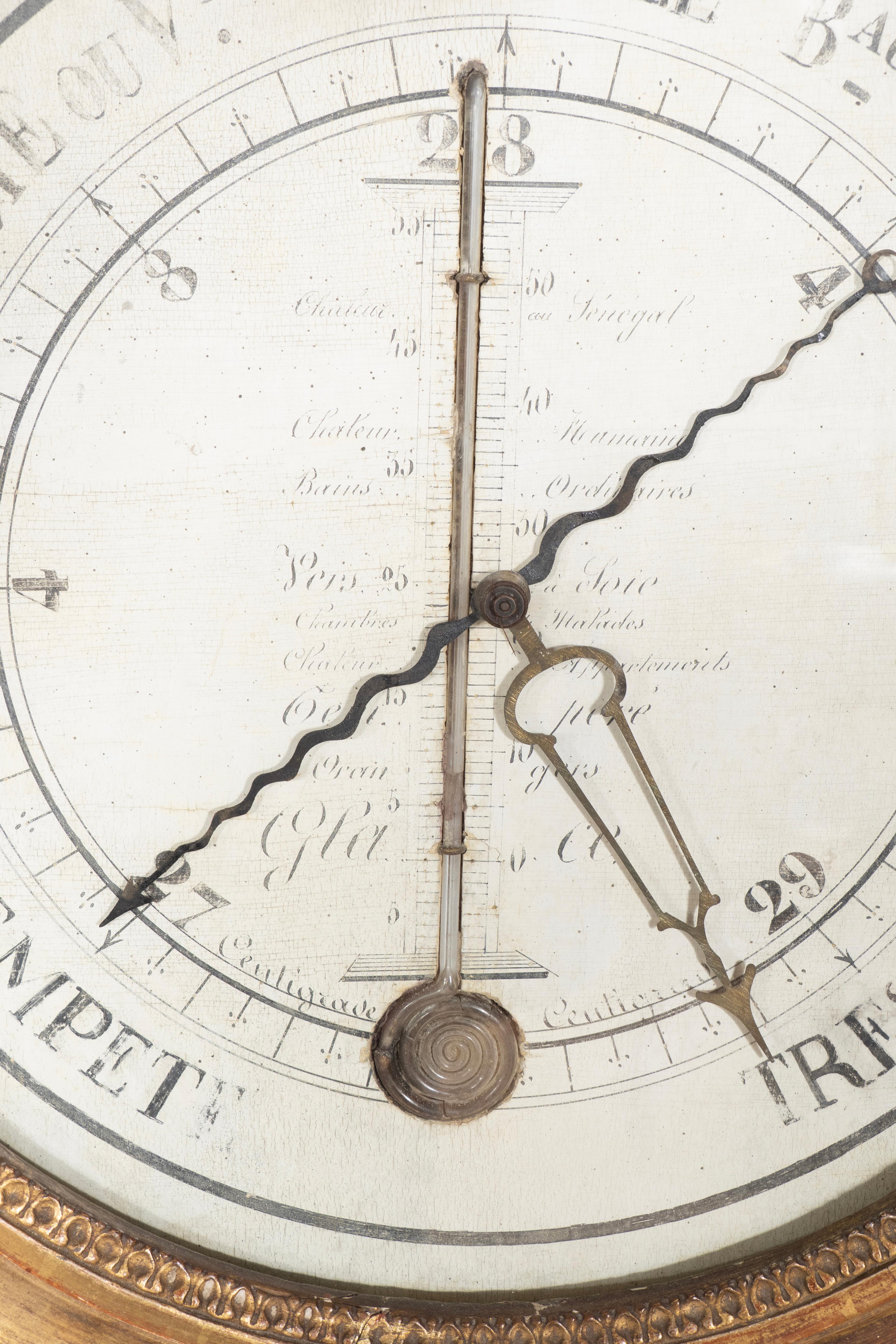 Louis XVI. Barometer aus vergoldetem Holz im Angebot 3