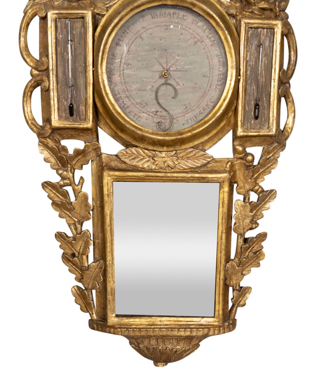 Français Baromètre Louis XVI en bois doré en vente