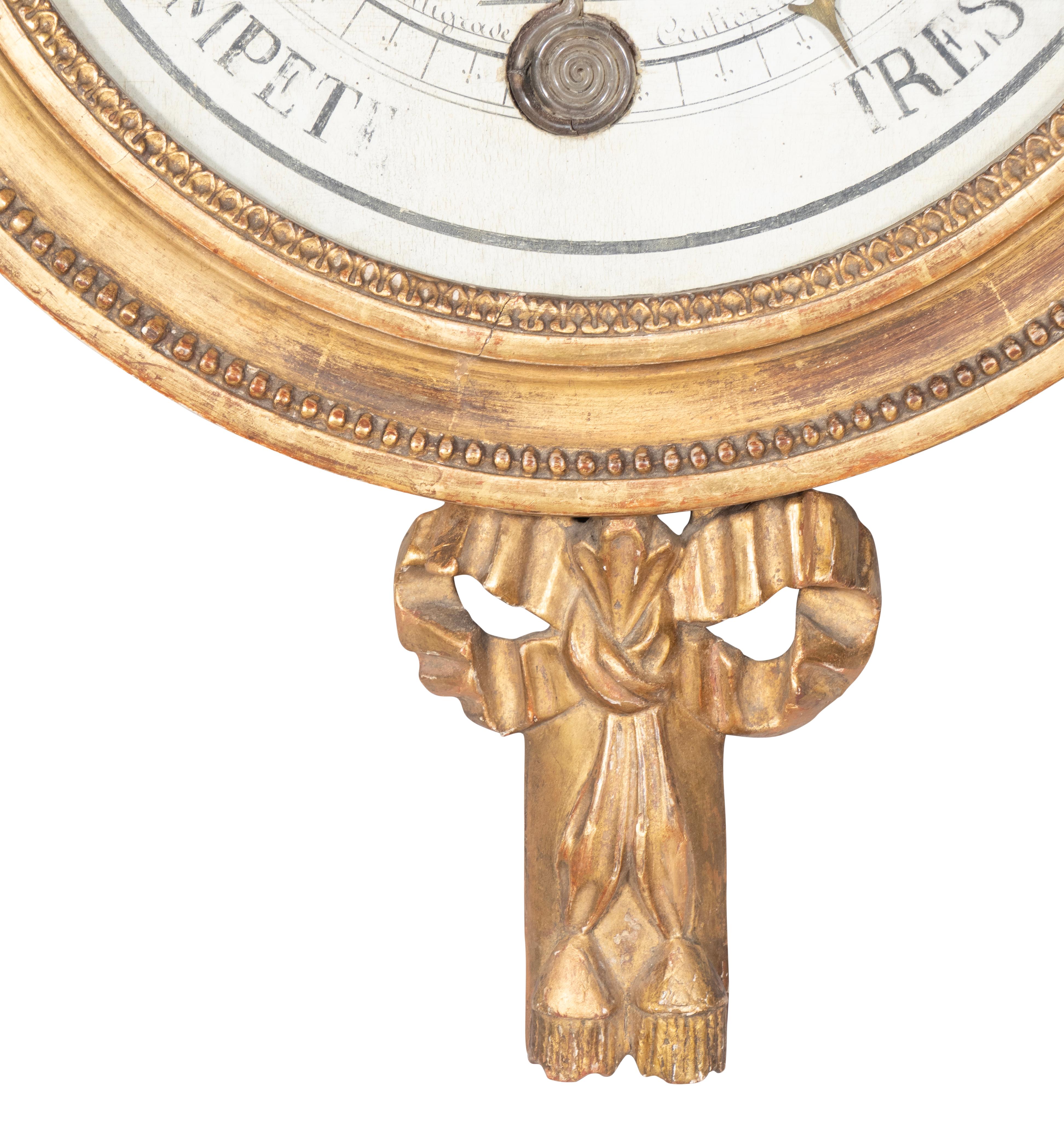 Louis XVI. Barometer aus vergoldetem Holz (Französisch) im Angebot