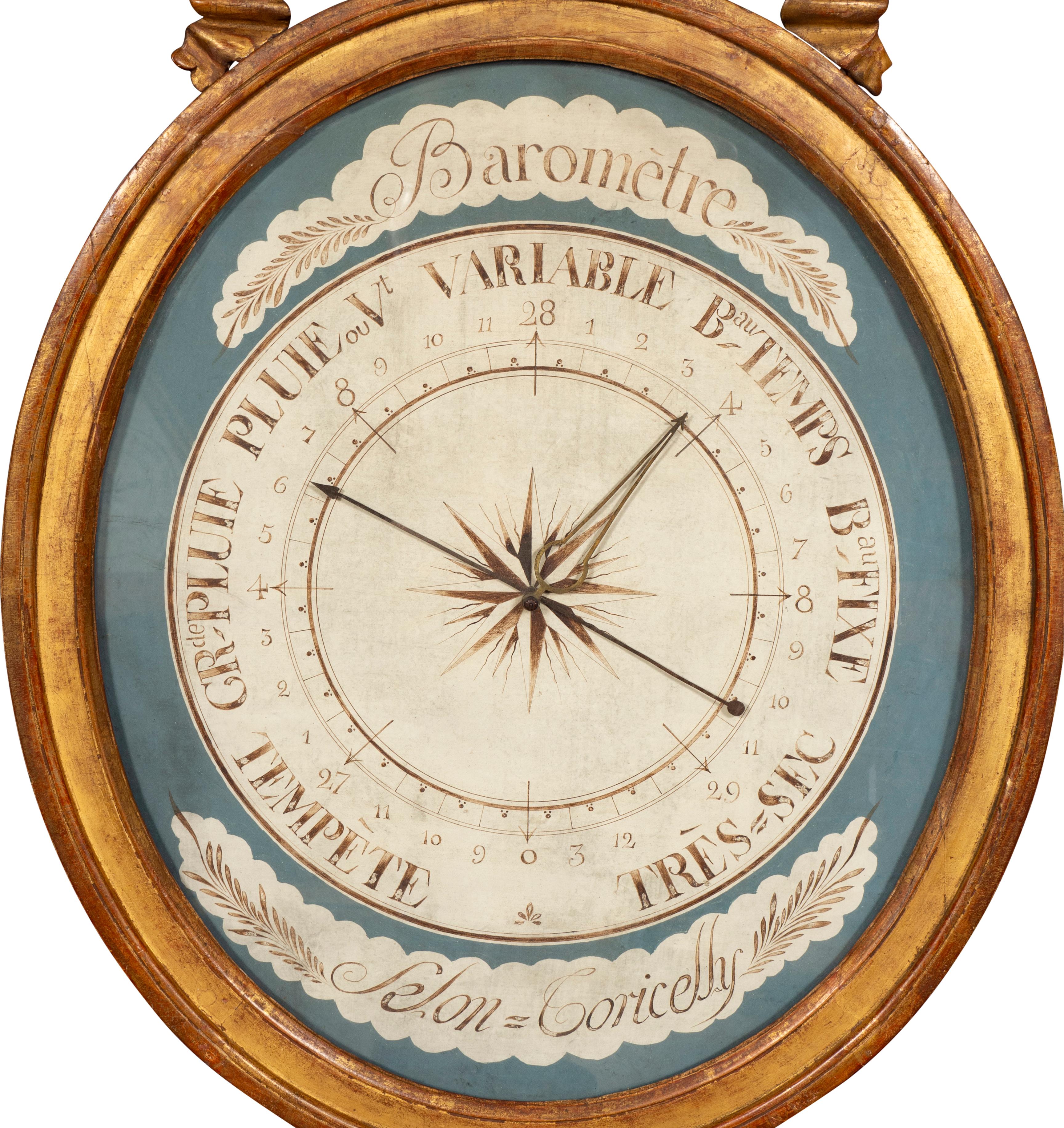 Louis XVI. Barometer aus vergoldetem Holz im Zustand „Gut“ in Essex, MA