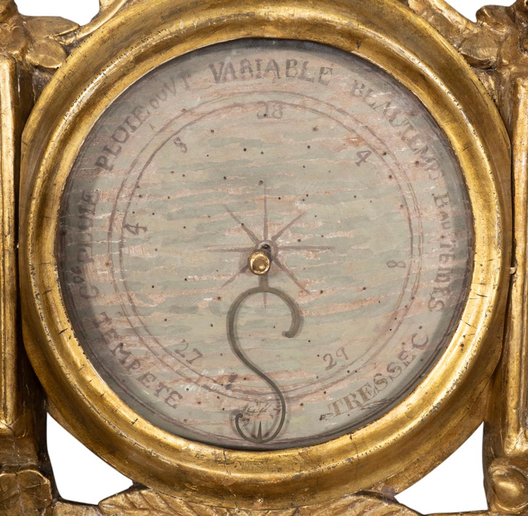 Baromètre Louis XVI en bois doré Bon état - En vente à Essex, MA