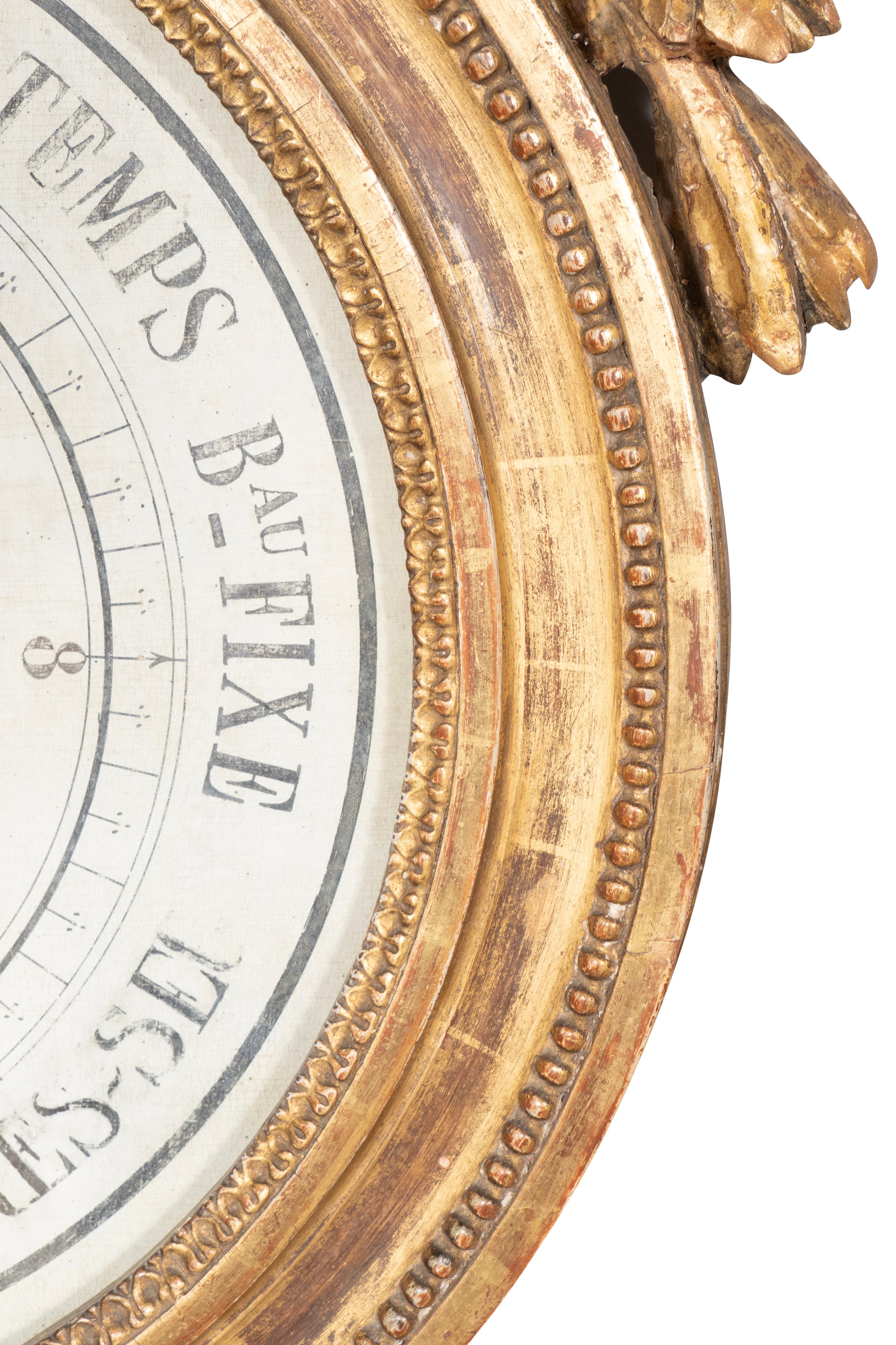 Louis XVI. Barometer aus vergoldetem Holz (Spätes 18. Jahrhundert) im Angebot