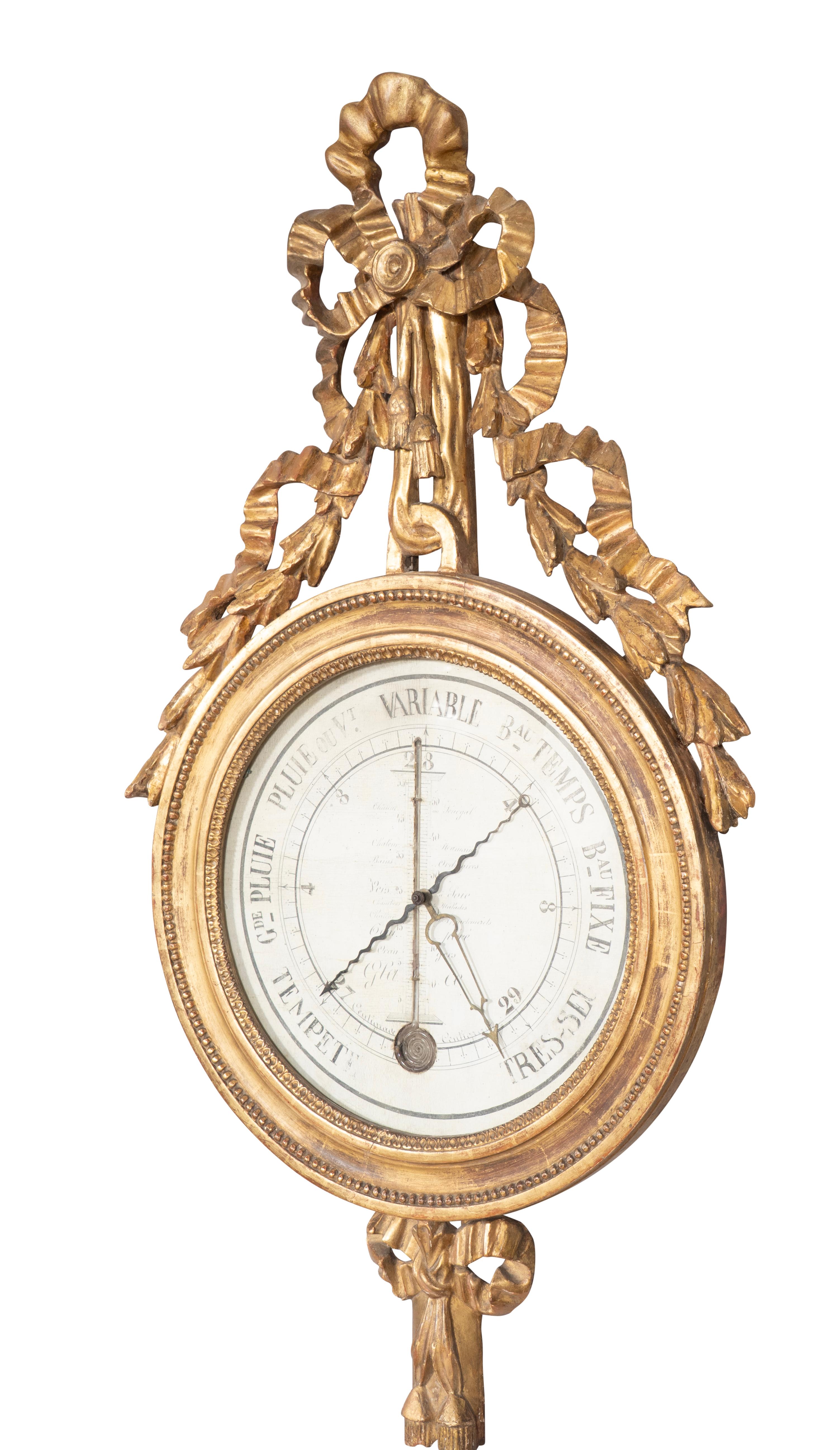 Louis XVI. Barometer aus vergoldetem Holz im Angebot 1