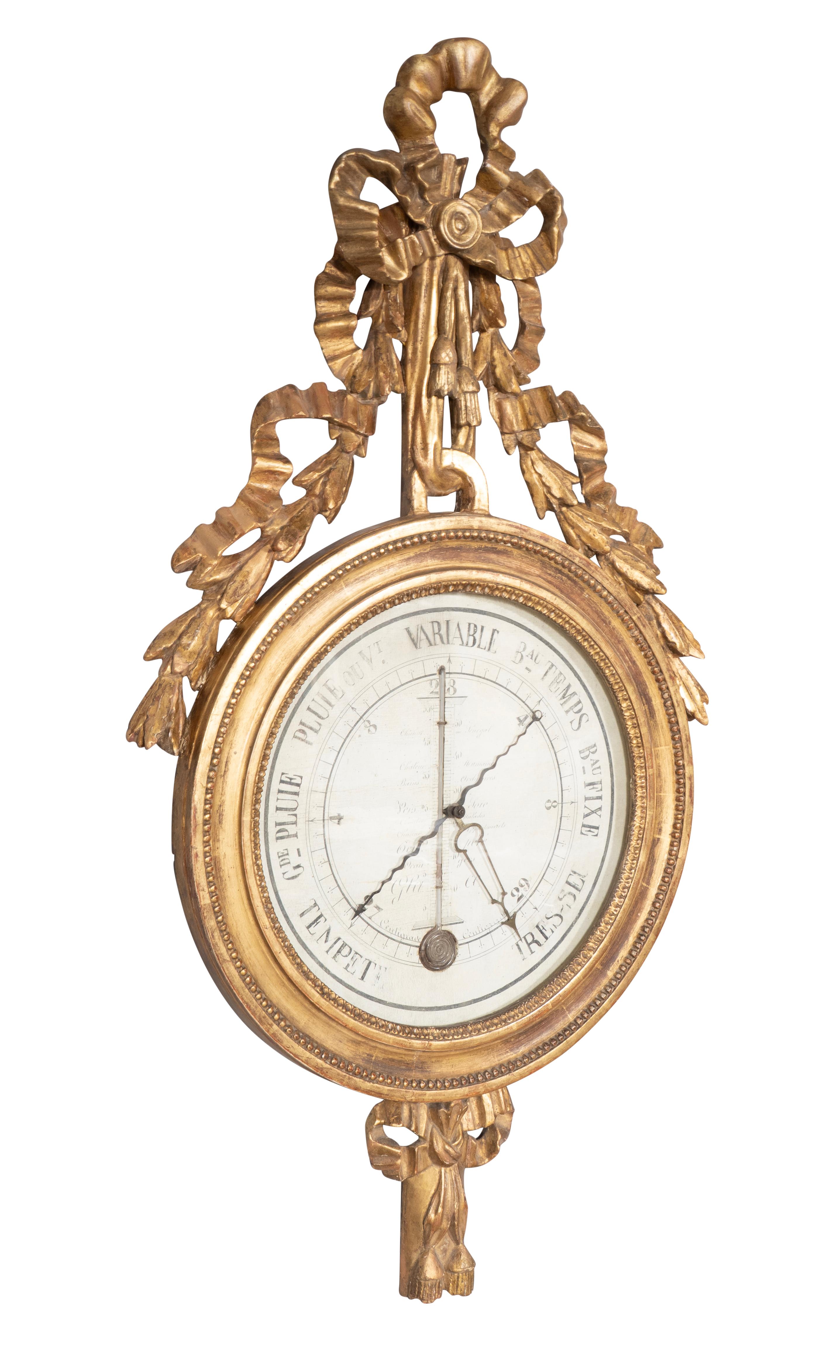 Louis XVI. Barometer aus vergoldetem Holz im Angebot 2