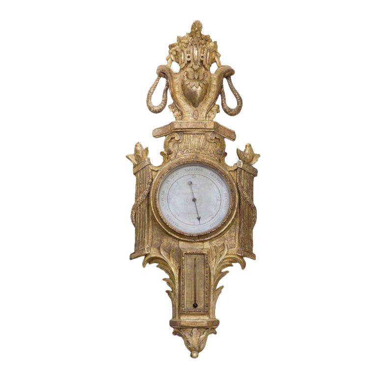 Barometer aus vergoldetem Holz, Louis XVI.-Stil