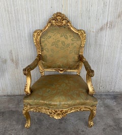 Louis XVI Giltwood Bergère Armchairs with Original Fabric, circa 1800