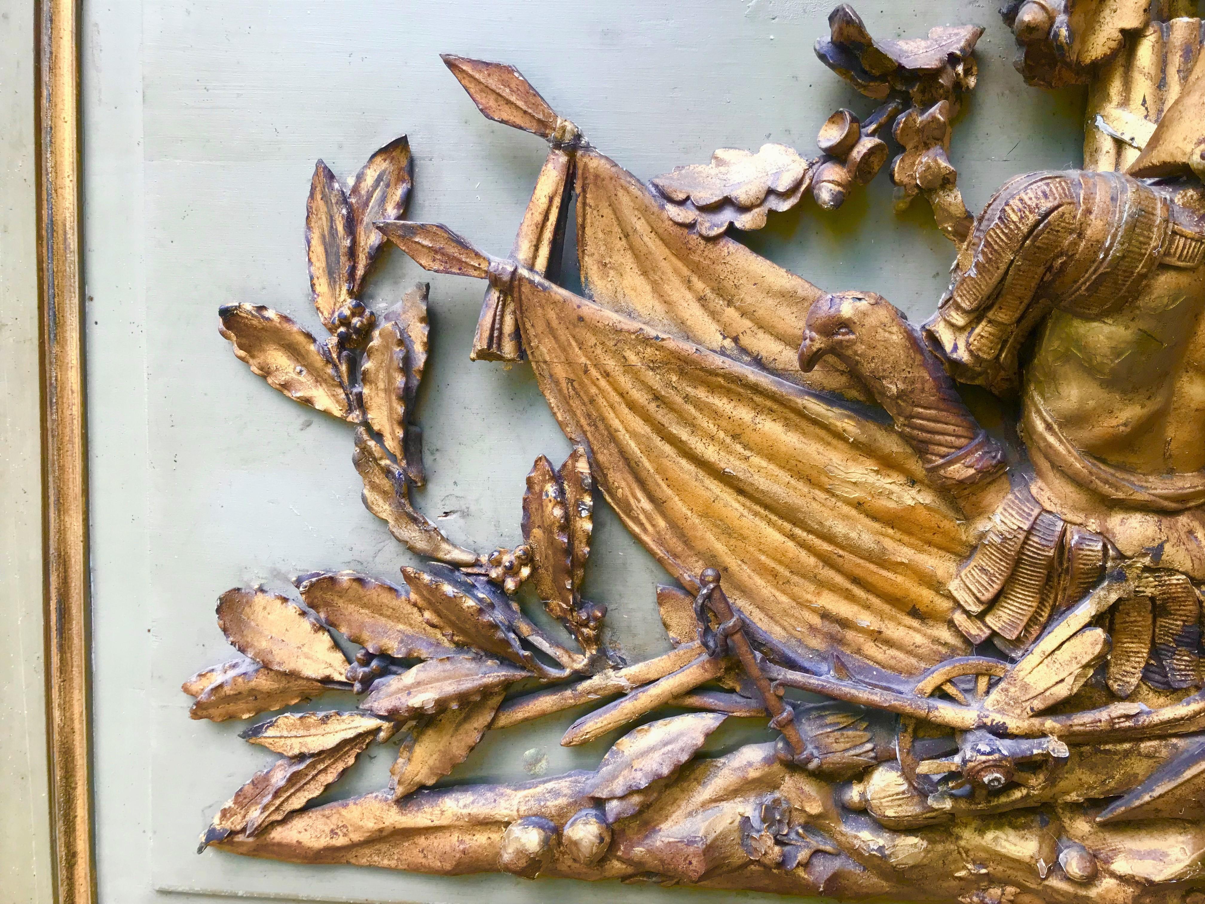 Louis XVI Giltwood Boiserie Carved Trophy Mounted as Overdoor 1