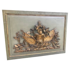 Louis XVI Giltwood Boiserie Carved Trophy Mounted as Overdoor