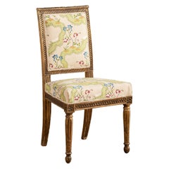 Louis XVI Giltwood Chair with Floral Fabric