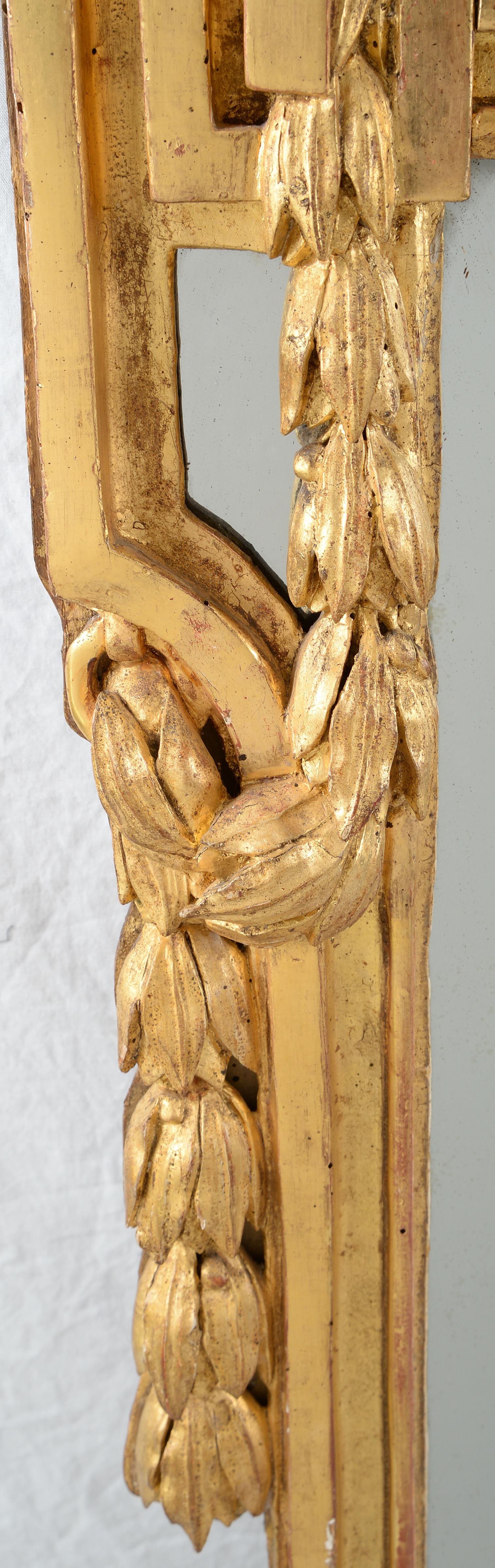 Miroir Louis XVI « A la Grecque » en bois doré Bon état - En vente à Kittery Point, ME