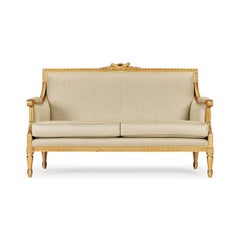 Divano neoclassico Luigi XVI in legno dorato