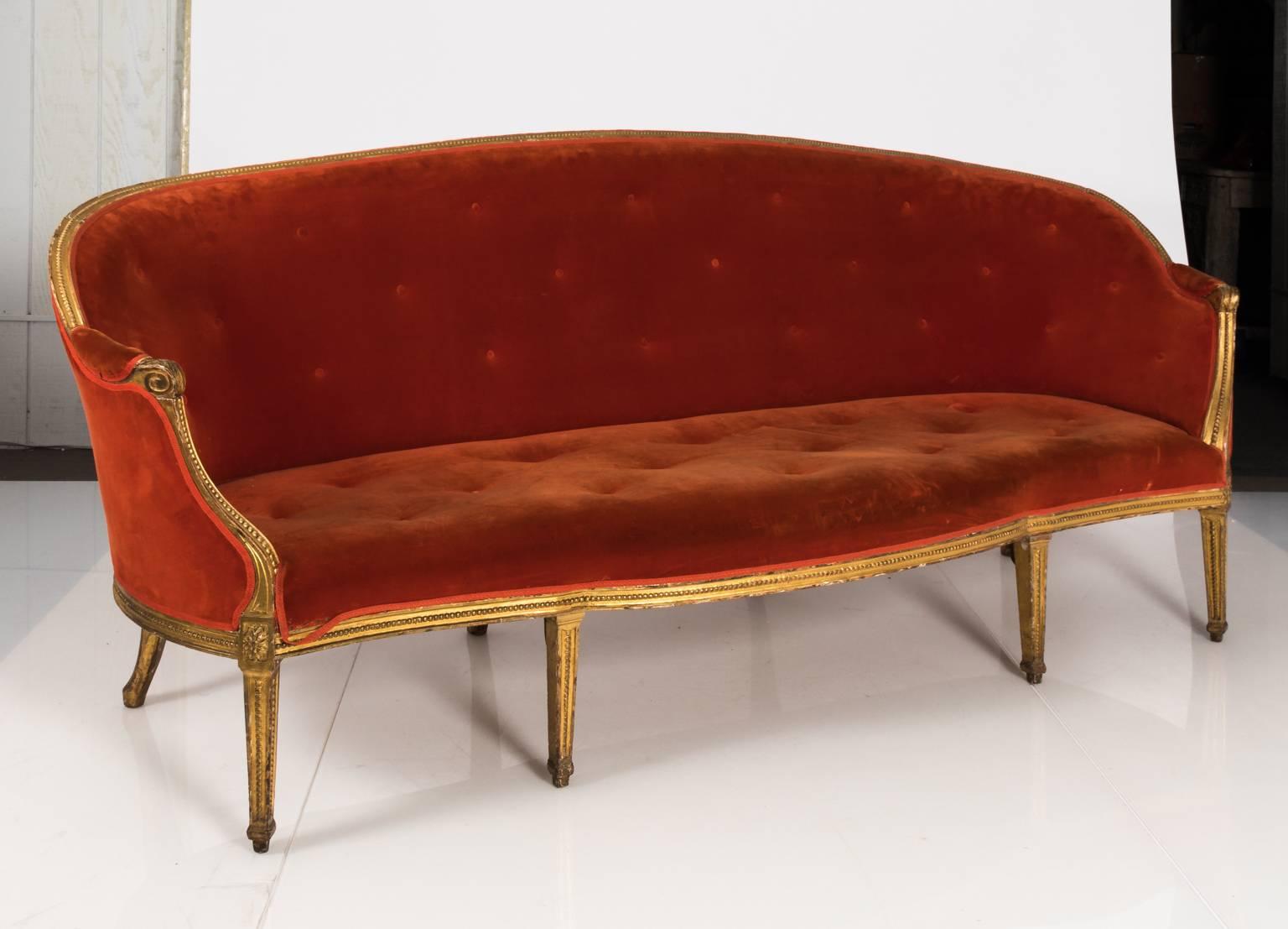 French Louis XVI Giltwood Sofa, circa 1780 For Sale