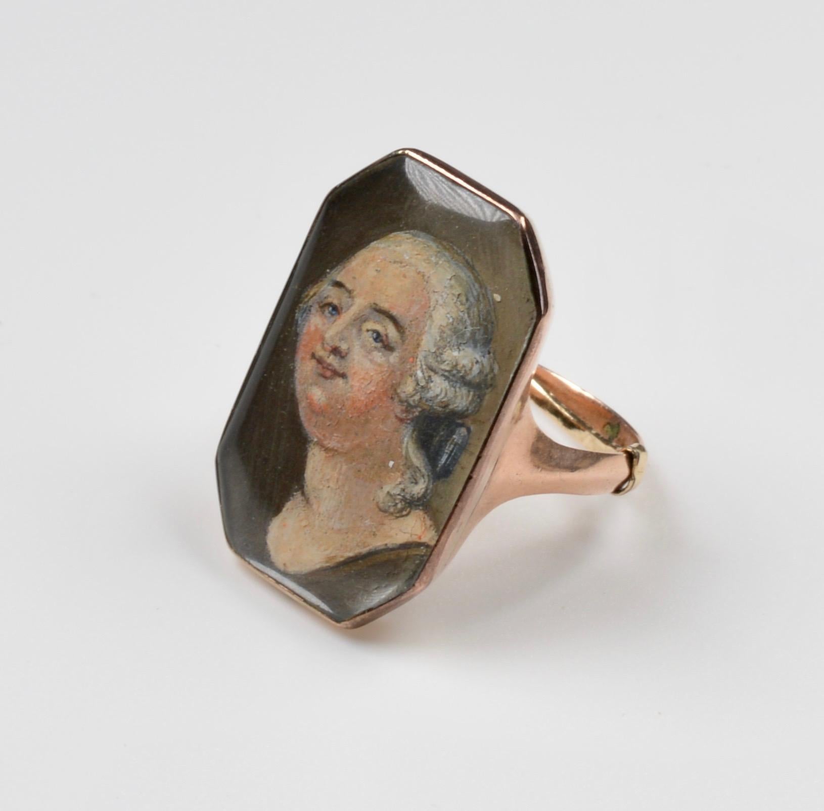 Louis XVI Gold and Enamel Portrait Ring, 1793 In Good Condition In London, GB