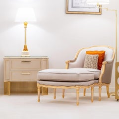 Fauteuil Louis XVI doré et taupe
