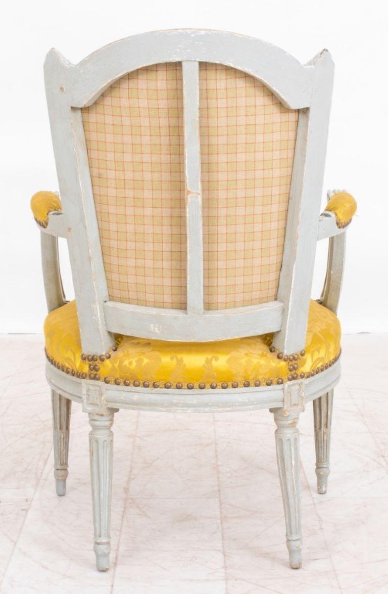 French Louis XVI Gray-Painted Fauteuils, 1780s For Sale