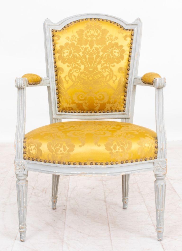 Late 19th Century Louis XVI Gray-Painted Fauteuils, 1780s For Sale