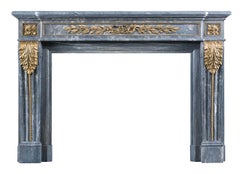 Louis XVI Grey Marble and Ormolu Fireplace