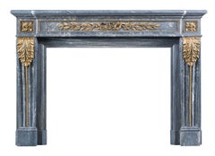 Louis XVI Grey Marble and Ormolu Fireplace 