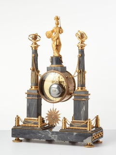 Louis XVI grey marble mantel clock by Cellier