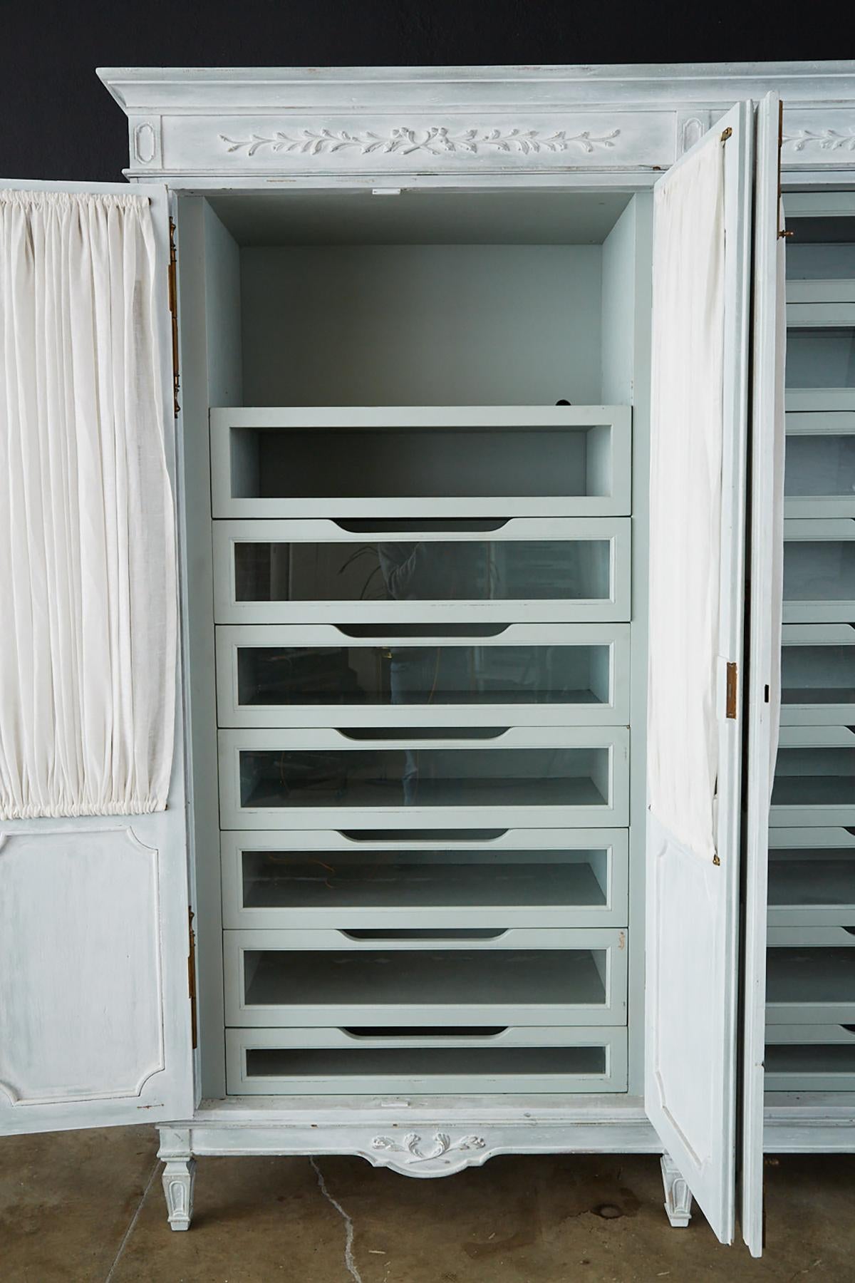 Louis XVI Gustavian Style Painted Wardrobe Armoire 4