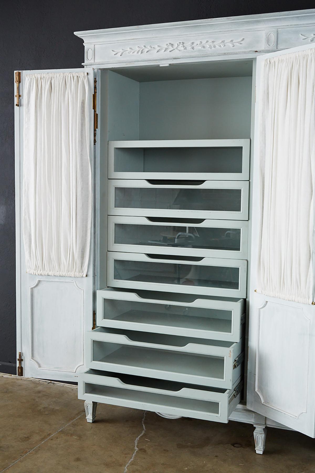 Louis XVI Gustavian Style Painted Wardrobe Armoire 5