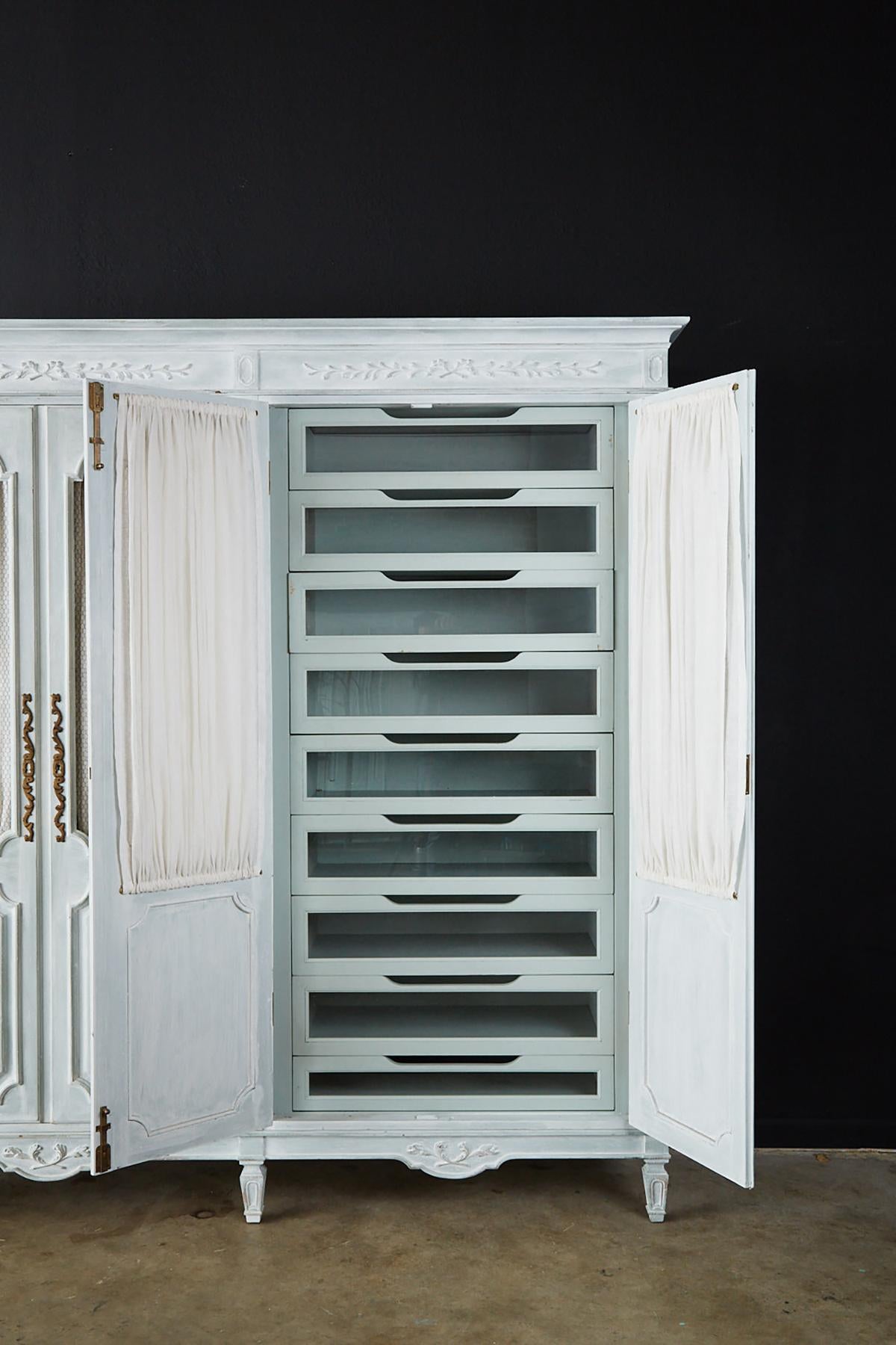 Louis XVI Gustavian Style Painted Wardrobe Armoire 12