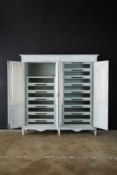 Louis XVI Gustavian Style Painted Wardrobe Armoire