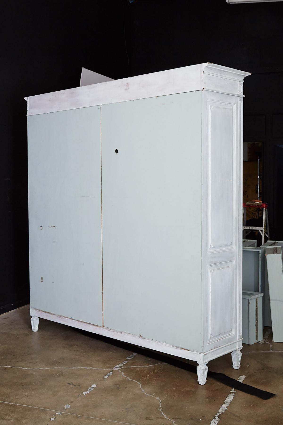 Louis XVI Gustavian Style Painted Wardrobe Armoire 13