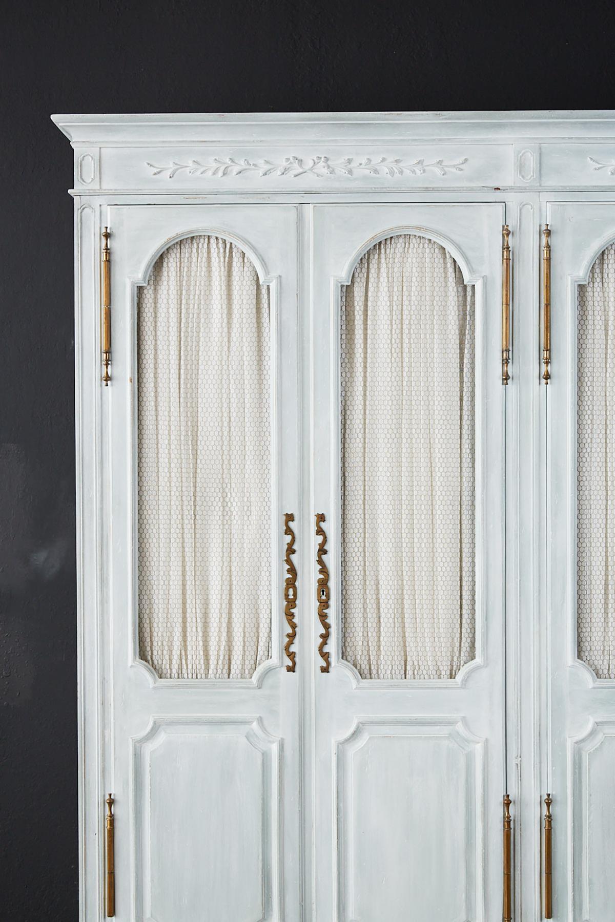 American Louis XVI Gustavian Style Painted Wardrobe Armoire
