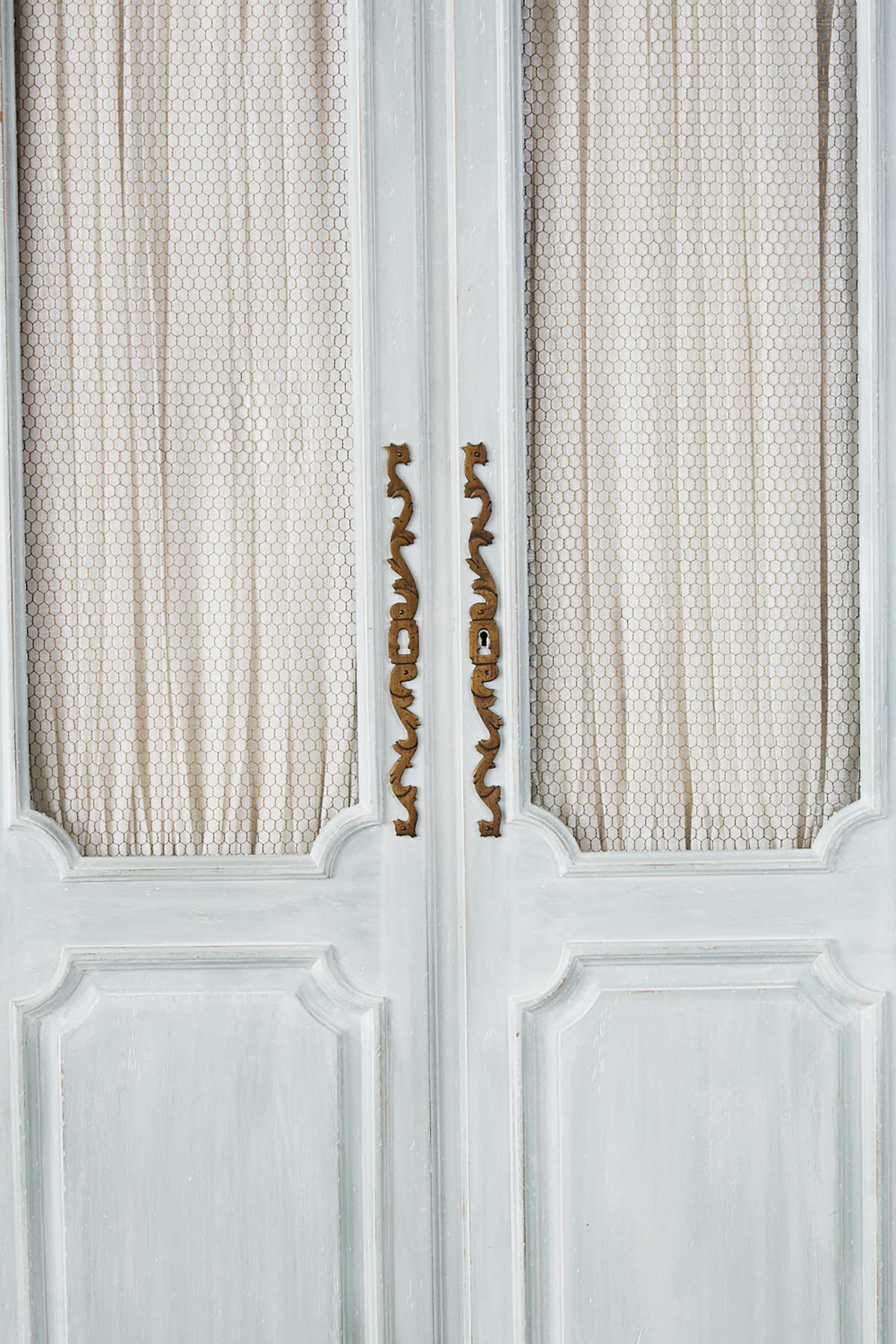 Hand-Crafted Louis XVI Gustavian Style Painted Wardrobe Armoire