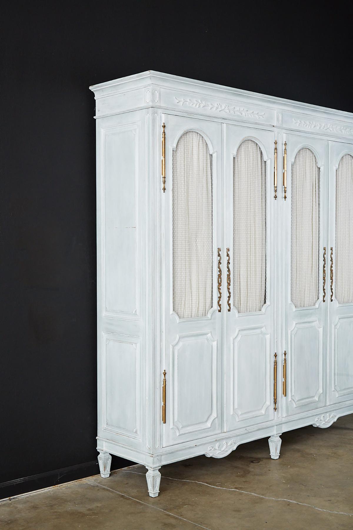 20th Century Louis XVI Gustavian Style Painted Wardrobe Armoire
