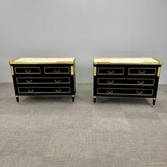 Louis XVI Hollywood Regency Commodes / Nightstands, Maison Jansen Style Black