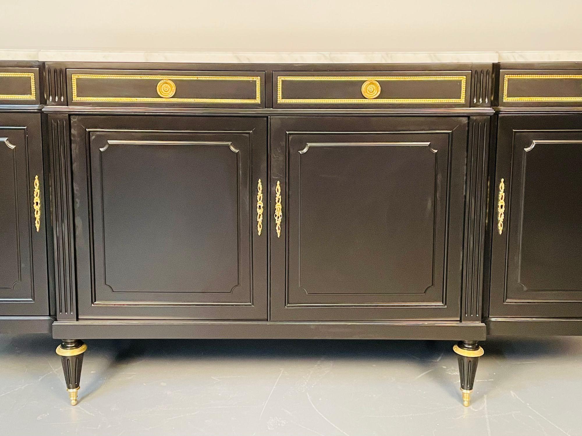 Louis XVI Hollywood Regency Ebony Sideboard, Cabinet, Buffet, Maison Jansen 4