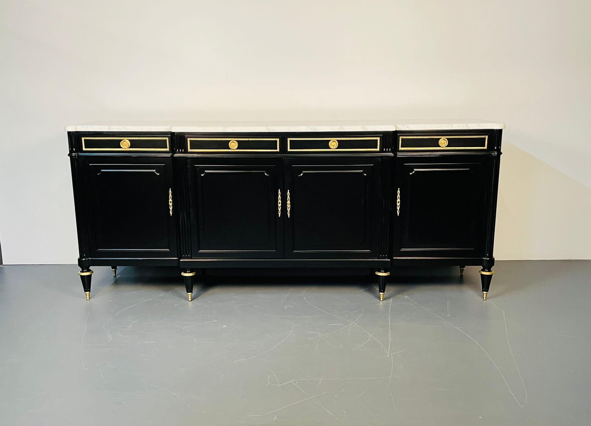 Louis XVI Hollywood Regency Ebony Sideboard, Cabinet, Buffet, Maison ...