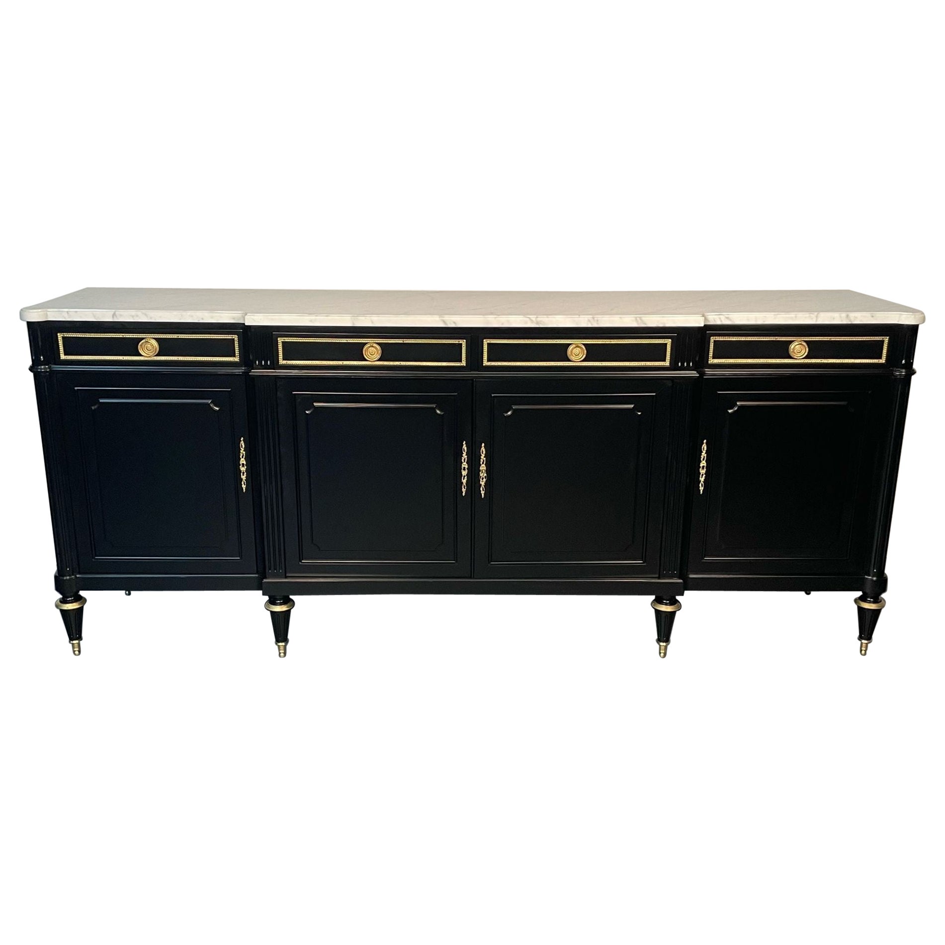 Louis XVI Hollywood Regency Ebony Sideboard, Cabinet, Buffet, Maison Jansen