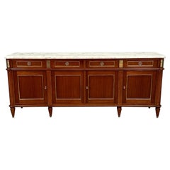 Louis XVI Hollywood Regency Style Bronze Mounted Mahogany Sideboard / Credenza