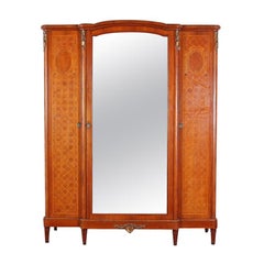 Antique Louis XVI Inlaid 3-Door Armoire