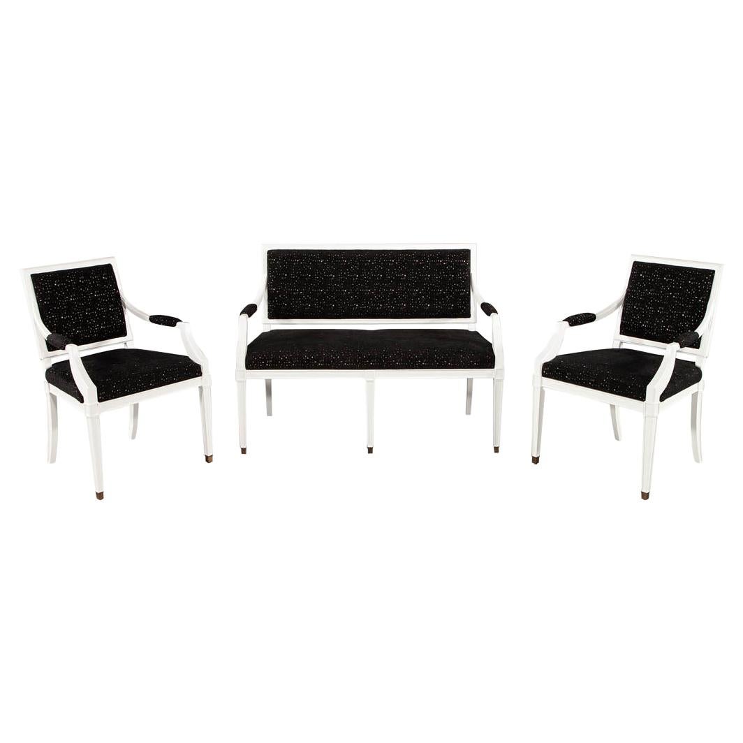 Set of Three Vintage French 1950s Settee and Chairs For Sale at 1stDibs