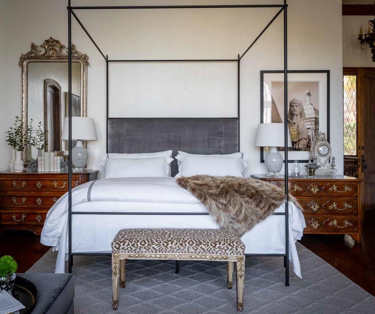 Louis Xvi Iron Canopy Bed With Linen Headboard King For Sale At 1stdibs